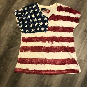 American flag V-neck tee